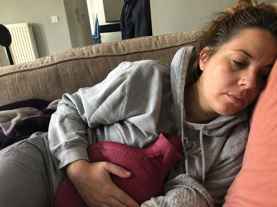 Exhausted woman during heavy period